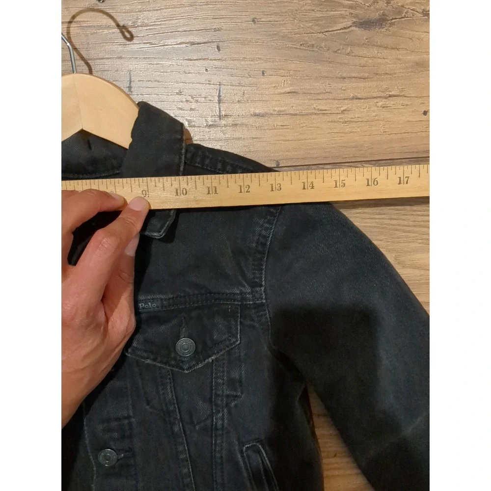 Polo Ralph Lauren Denim Girls Sz S/6 Black‎ Long Sleeve L/S Embroidered Jacket